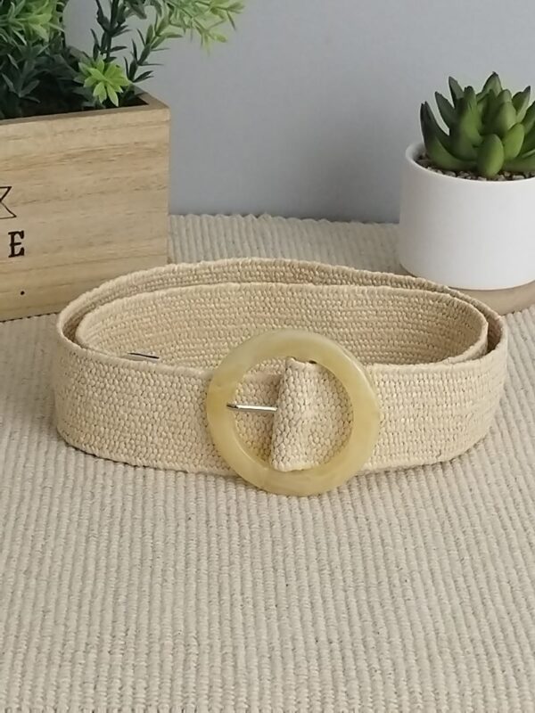Ceinture grosse boucle beige