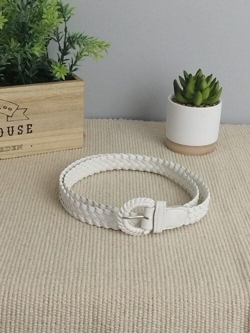 Ceinture tressée unie blanc