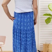 jupe longue fleurie gris pour femme vue de dos