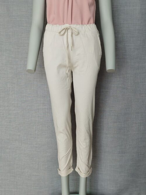 Pantalon avec cordon creme