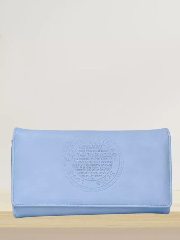 Portefeuille porte-cartes fashion vintage bleu clair vue de face