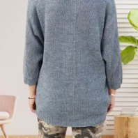 Pull mailles jersey gris femme vue dos