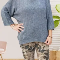 Pull mailles jersey gris femme vue devant
