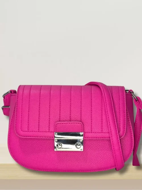 sac à main bandoulière rose fuchsia vue de face