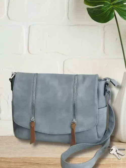 Sac besace à bandoulière bleu femme vue dos