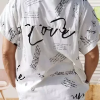 T-shirt Imprimé Texte - sérigraphie argentée - manches courtes - col rond - vue de dos - coloris : blanc