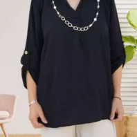 Tunique avec collier noir femme TU vue devant