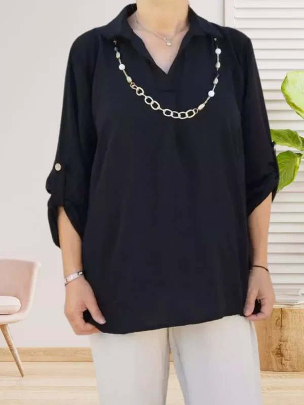 tunique-avec-collier-noir-dv Tunique avec collier noir femme TU vue devant