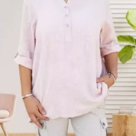 Tunique brodée rose poudrée femme vue devant