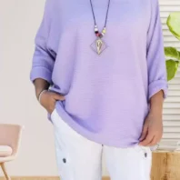 tunique effet gaufré avc collier parme vue devant