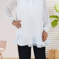 Tunique frou frou blanc femme vue devant