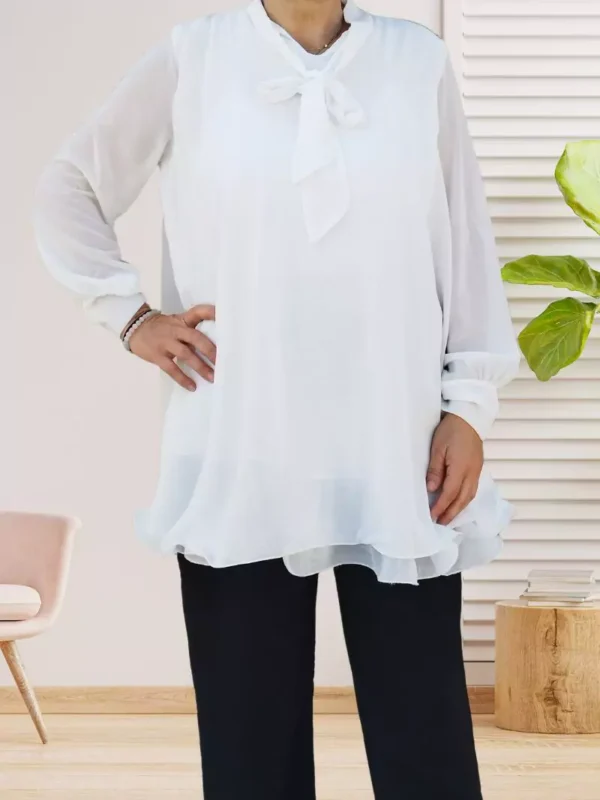tunique-frou-frou-blanc-dv Tunique frou frou blanc femme vue devant