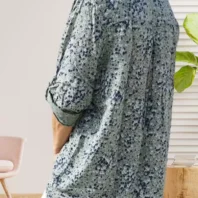 Tunique longue fleurie kaki femme vue dos