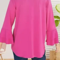 tunique manches à volants rose fuchsia femme vue dos