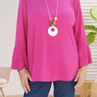 tunique manches à volants rose fuchsia femme vue dos
