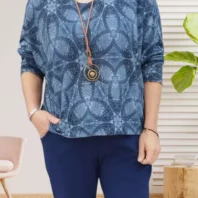 Tunique motif géométrique bleu femme vue devant