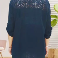 Tunique plastron dentelle noir femme vue dos