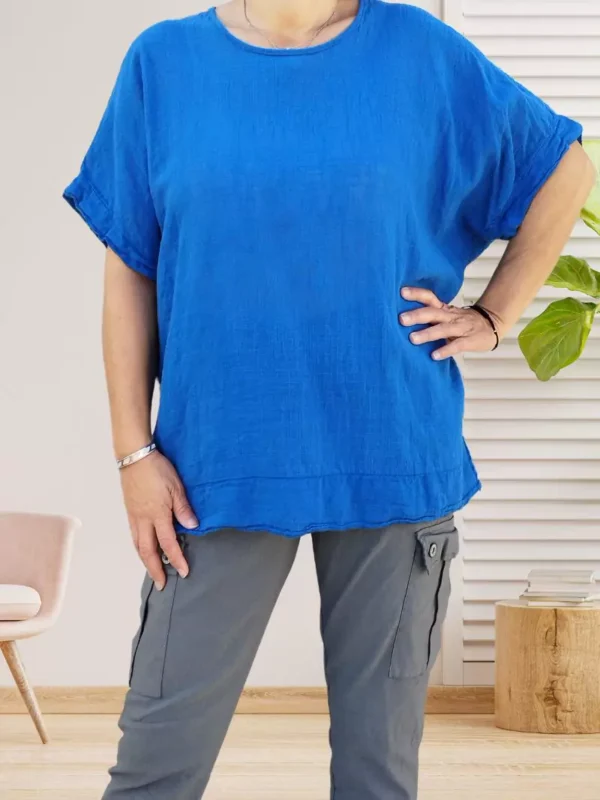 tunique-avec-plastron-dos-en-dentelle-bleu-dv Tunique avec plastron dos en dentelle bleu femme vue devant