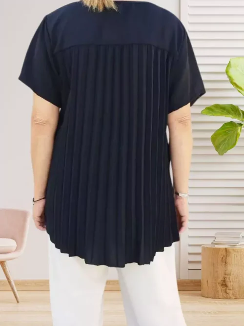 Tunique dos plissé noir femme vue dos
