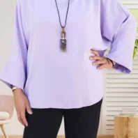 Tunique unie avec collier, parme, femme, vue devant