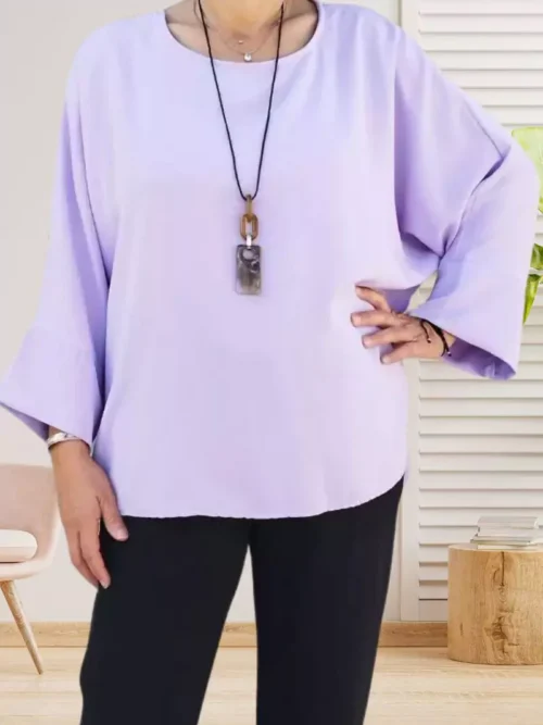 Tunique unie avec collier, parme, femme, vue devant