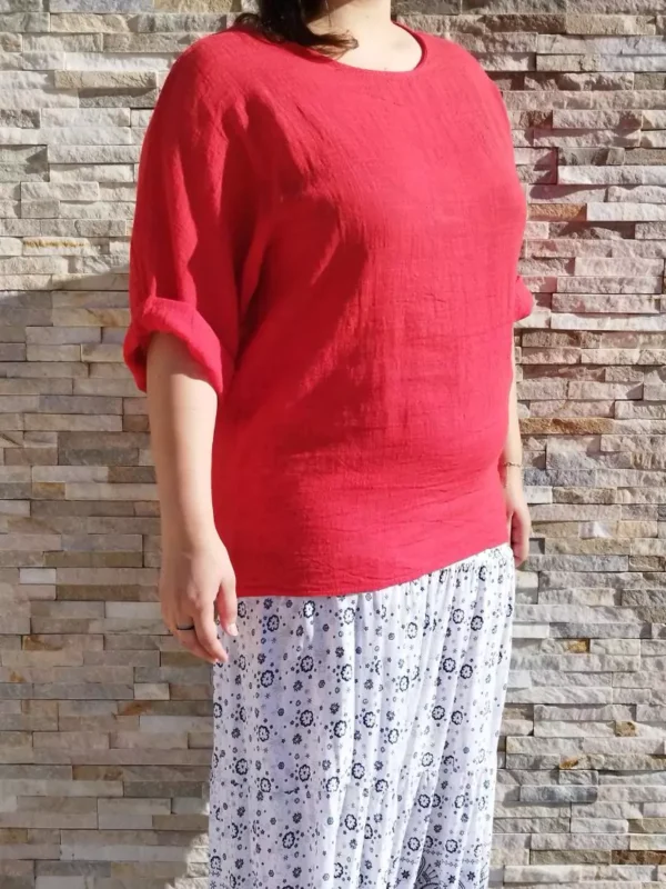 tunique-unie taille-unique-rouge-cote2 Tunique unie taille unique rouge