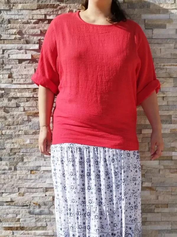 tunique-unie taille-unique-rouge-devant2 Tunique unie taille unique rouge