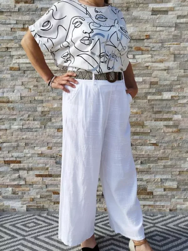 Pantalon-large- avec-ceinture-en lin-et-coton-blanc-cote2 Pantalon large lin et coton blanc