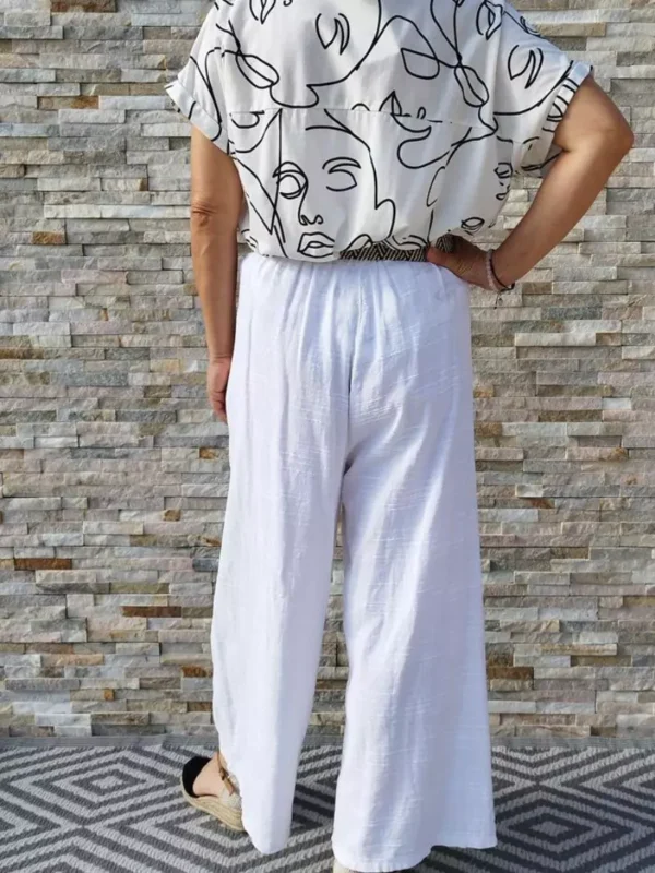 Pantalon-large- avec-ceinture-en lin-et-coton-blanc-dos2 Pantalon large lin et coton blanc
