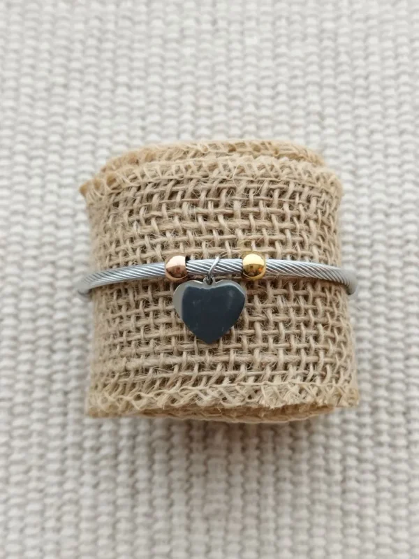 Bracelet acier cable argenté et doré