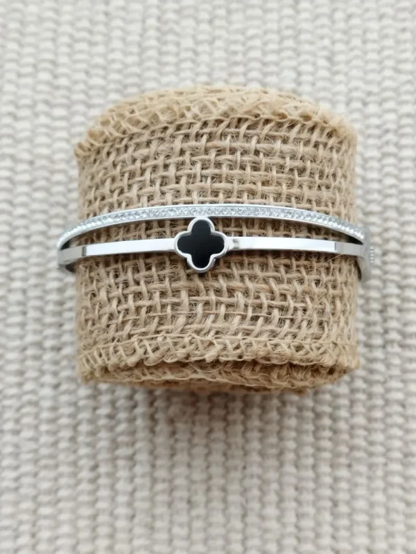 Bracelet acier double argenté