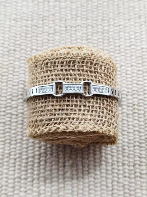 Bracelet acier pavage argenté