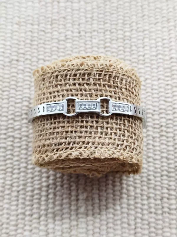 Bracelet acier pavage argenté