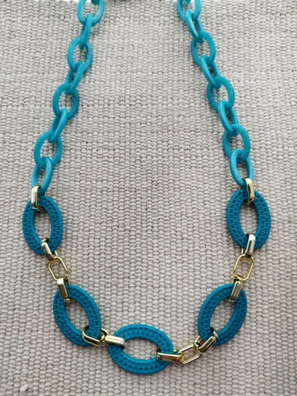 Collier maillon chaîne turquoise