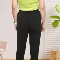 pantalon fluide ceinture à nouer noir pour femme vue de dos