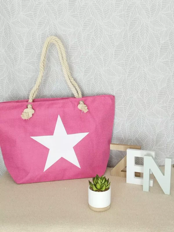 Sac de plage étoile rose fuchsia