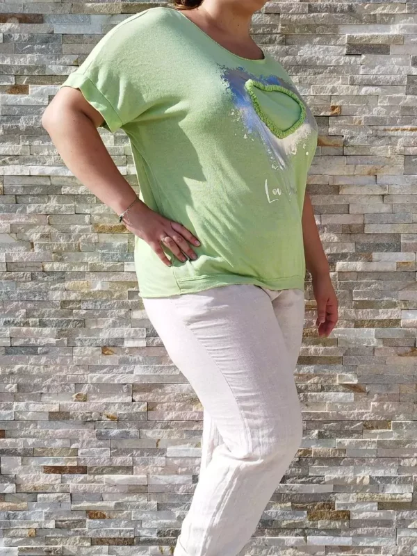 t-shirt-love-yourself-tu-vert-anis-cote2 T-shirt love Yourself TU vert anis