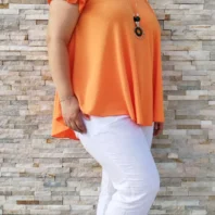 Tunique ample évasée taille unique orange