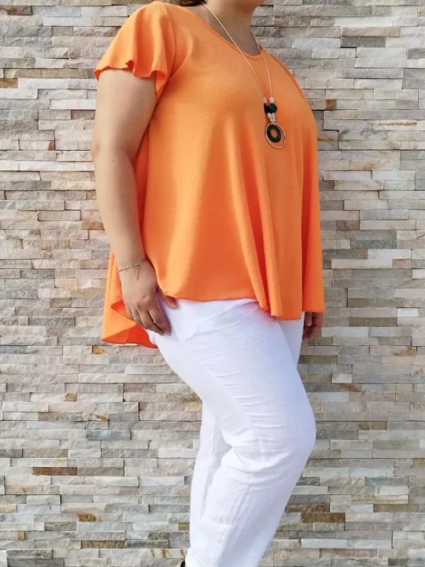 tunique-ample-evasee-taille-unique-orange-cote2 Tunique ample évasée taille unique orange