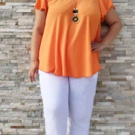 Tunique ample évasée taille unique orange