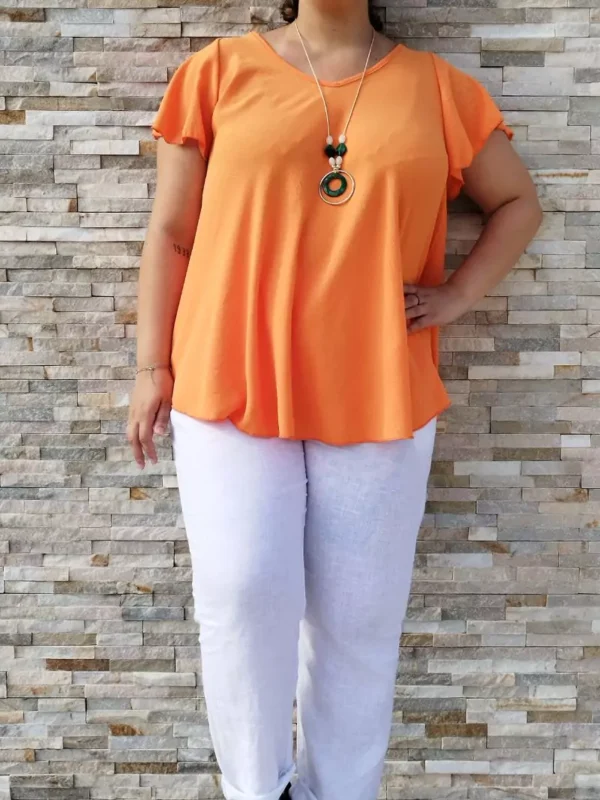 tunique-ample-evasee-taille-unique-orange-devant2 Tunique ample évasée taille unique orange