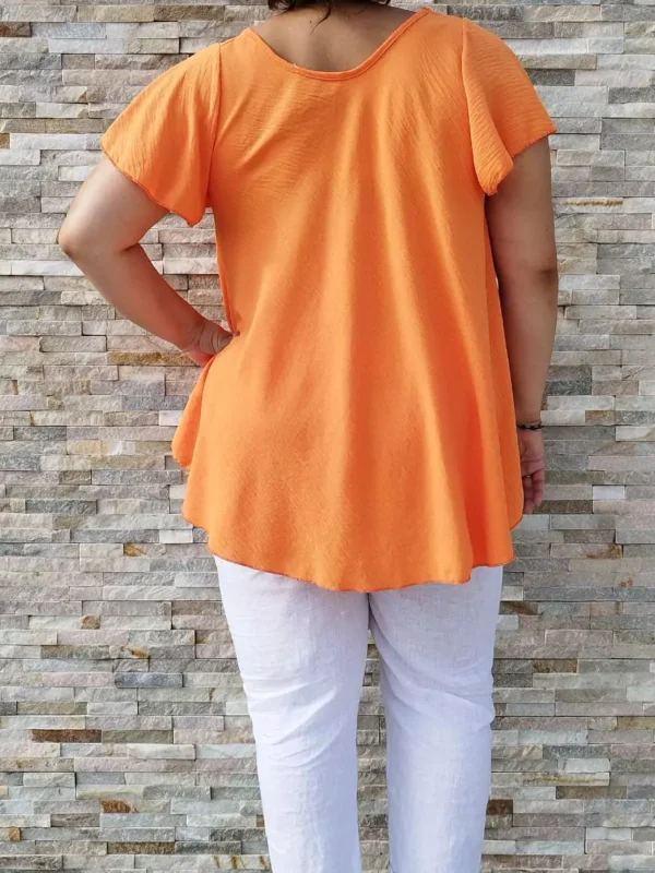 tunique-ample-evasee-taille-unique-orange-dos2 Tunique ample évasée taille unique orange
