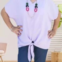 Tunique nouée à la taille parme femme vue devant