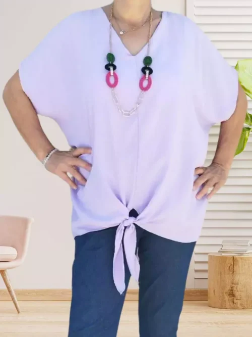 Tunique nouée à la taille parme femme vue devant