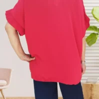 Tunique manches courtes taille unique rouge femme vue dos