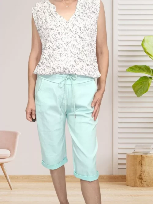 bermuda uni turquoise pour femme vue de face