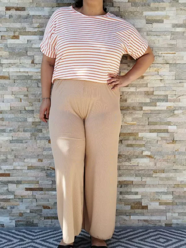 pantalon-fluide-cotele-beige-devant2 Pantalon fluide côtelé beige