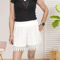 short en dentelle blanc pour femme vue de face