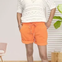 short uni orange pour femme vue de face