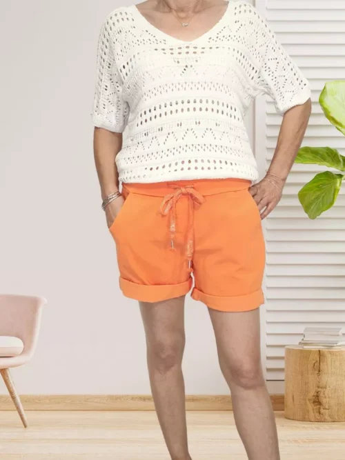 short uni orange pour femme vue de face